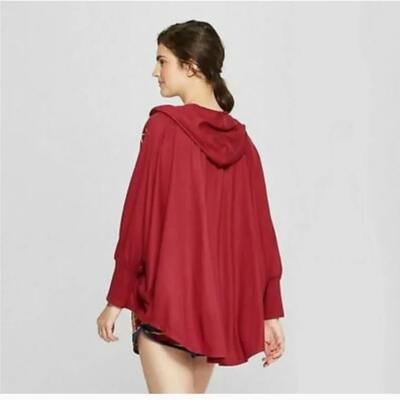 Harry Potter Cardigan Burgundy Red "Hogwarts" Hood Lightweight - Picture 2 of 10